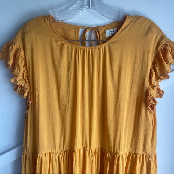 Aritzia Sidonie Tiered Babydoll Mustard light Orange Lightweight  Dress size S - Picture 7 of 9